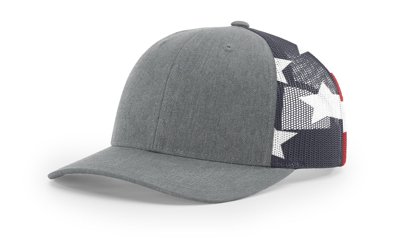 Heather Grey/Stars & Stripes Printed Mesh Trucker