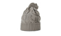 Dark Sand Chunk Twist Knit Beanie with Cuff & Pom