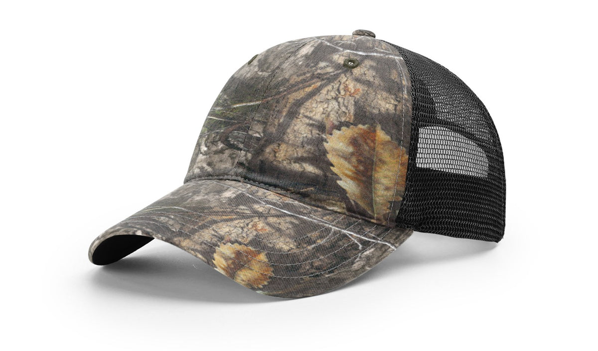 Mossy Oak Country DNA/Black Garment Washed Printed Trucker