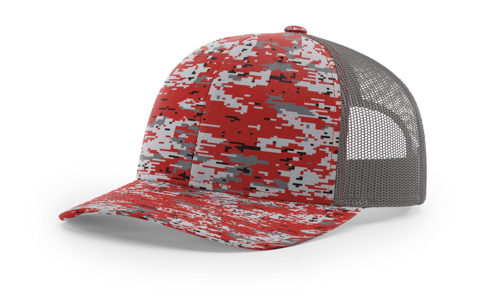 Red Digital Camo/Charcoal Printed Trucker