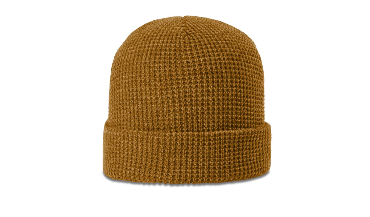 Camel Waffle Knit Beanie with Cuff