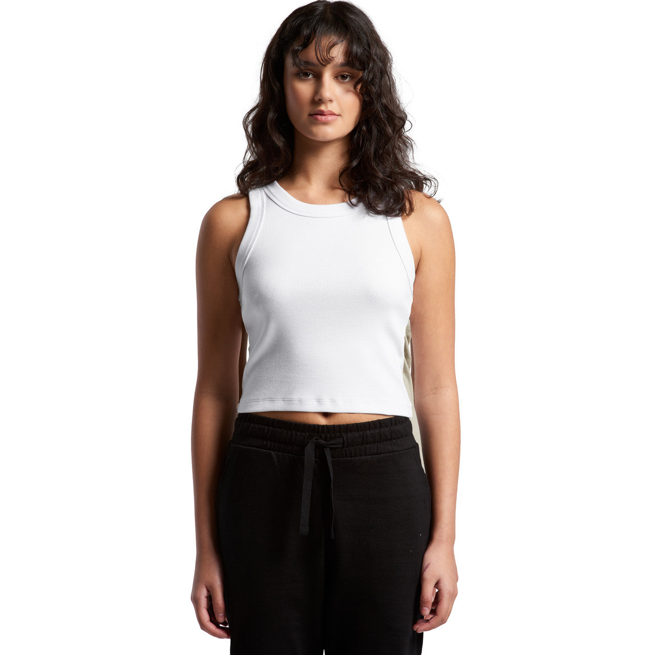 Front View of  Wo's Organic Rib Crop Tank | 4064G  grouped