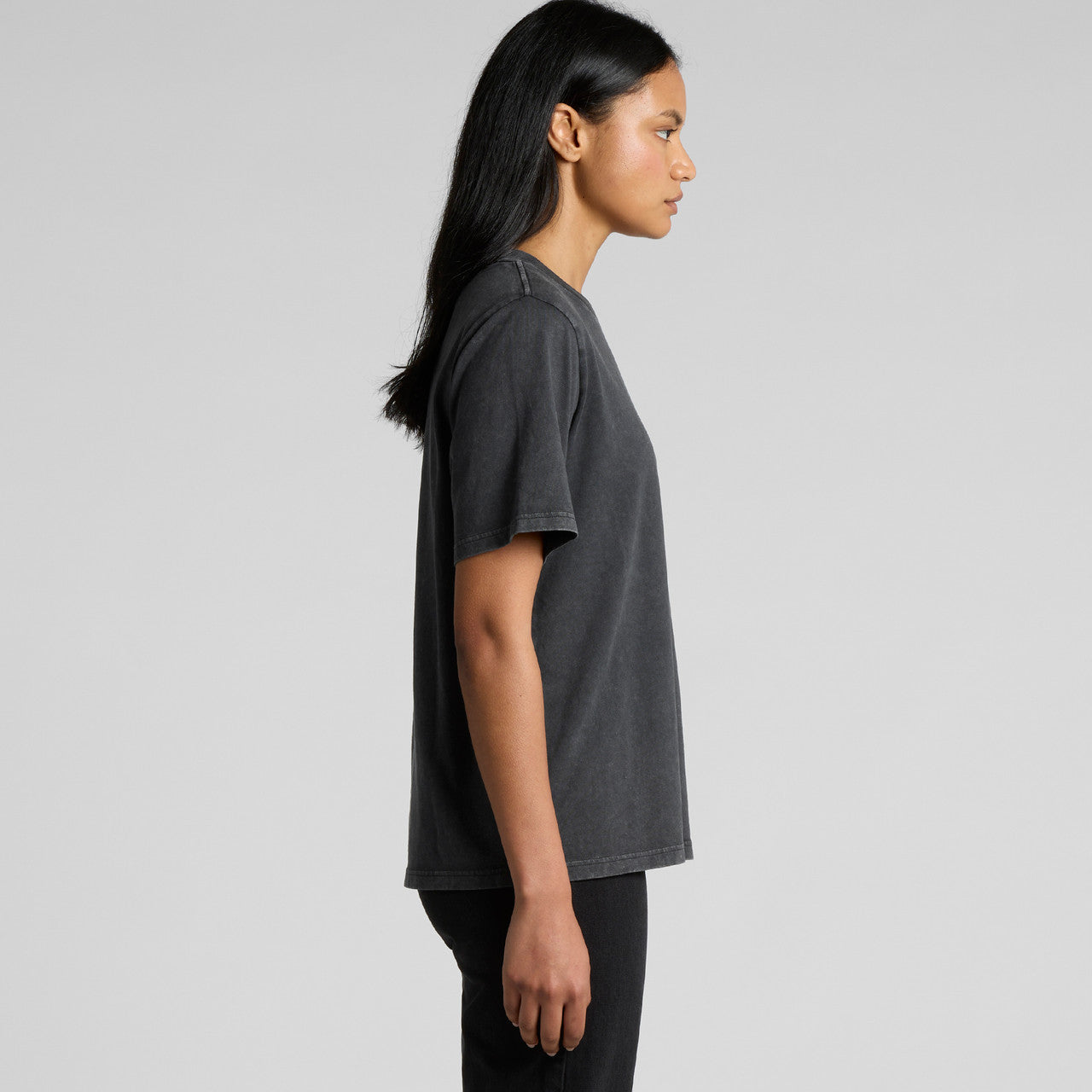 Left View of  Wo's Stone Wash Heavy Tee | 4085  grouped