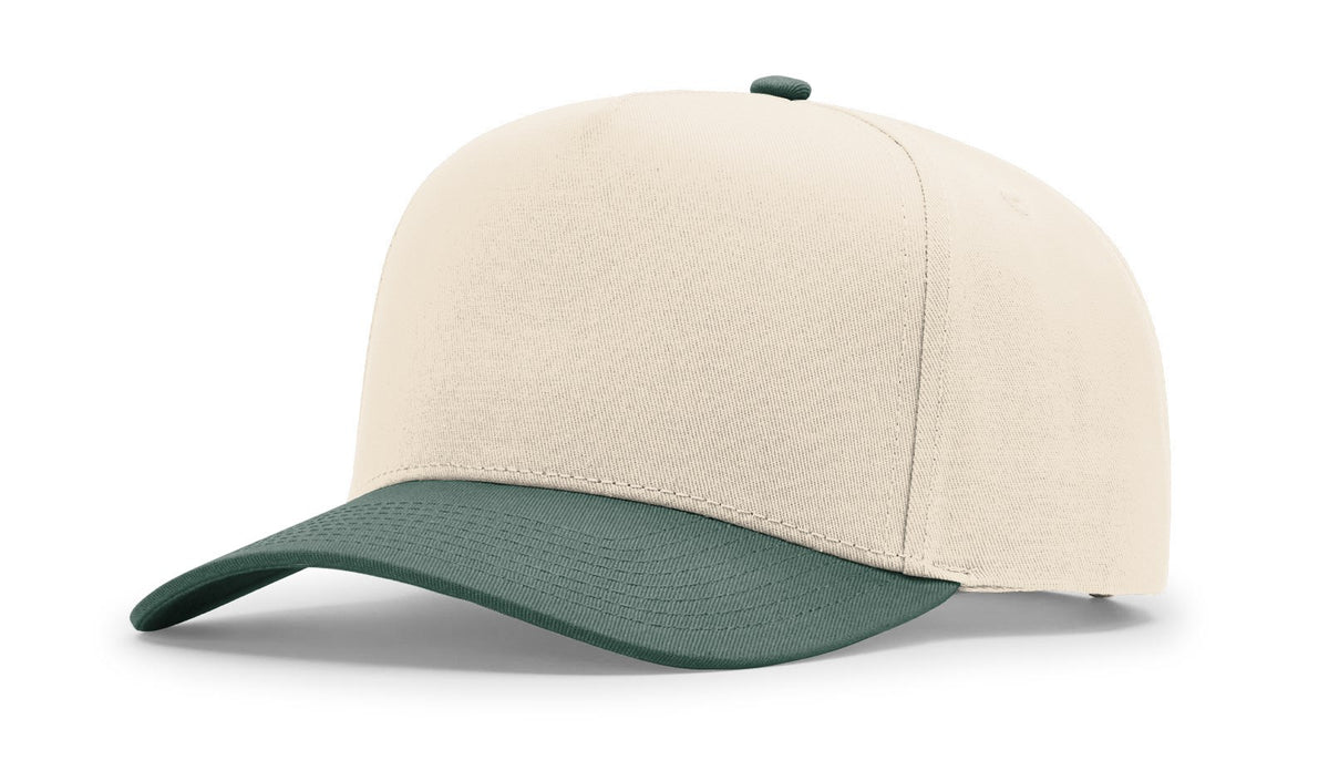 Cream/Dark Green Full Fabric Five Panel Champ