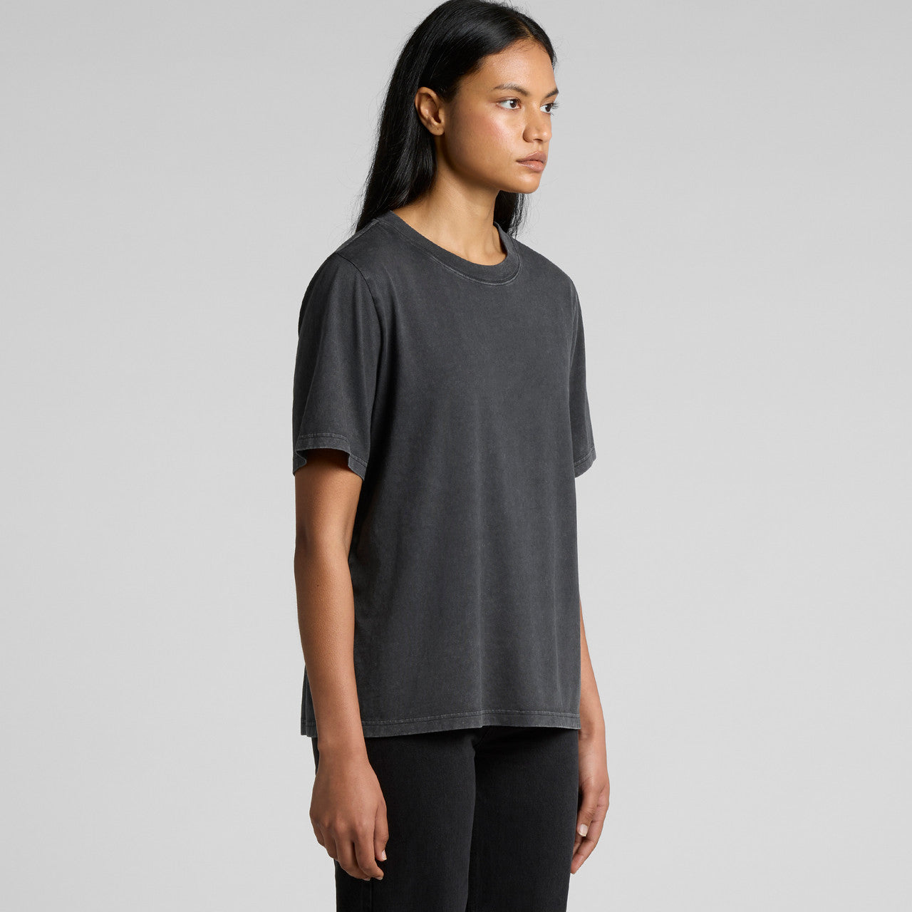 Right View of  Wo's Stone Wash Heavy Tee | 4085  grouped