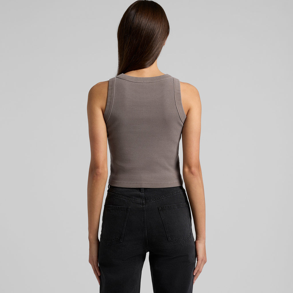 Rear View of  Wo's Faded Organic Rib Crop Tank | 4035  grouped