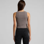 Rear View of  Wo's Faded Organic Rib Crop Tank | 4035  grouped