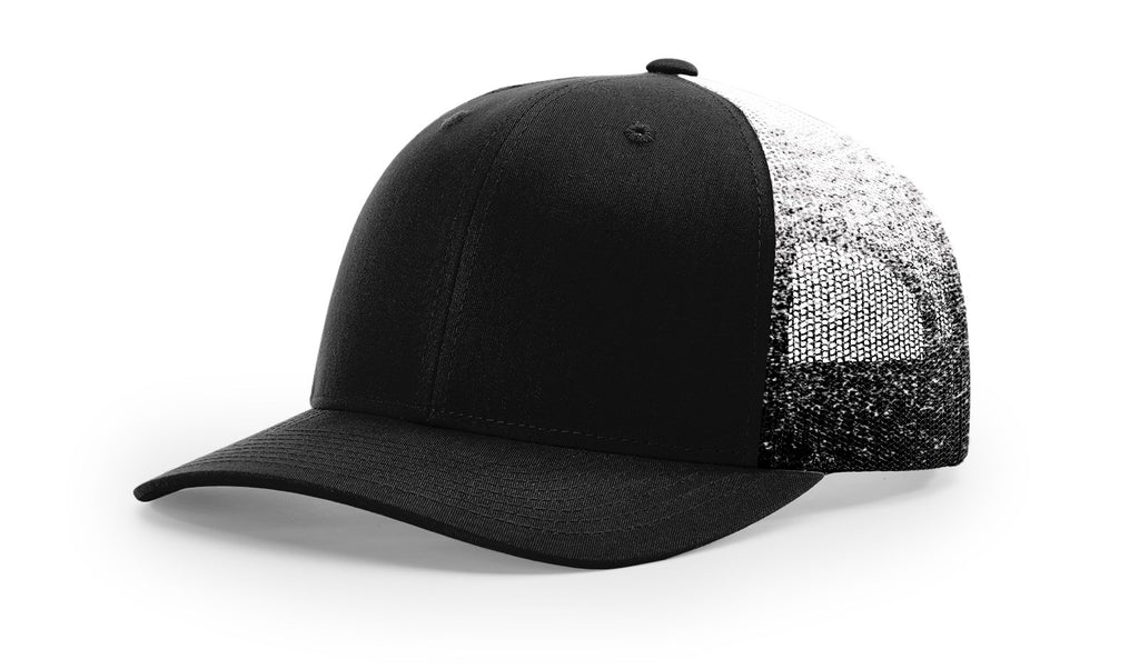 Black/Black-White Fade Printed Mesh Trucker