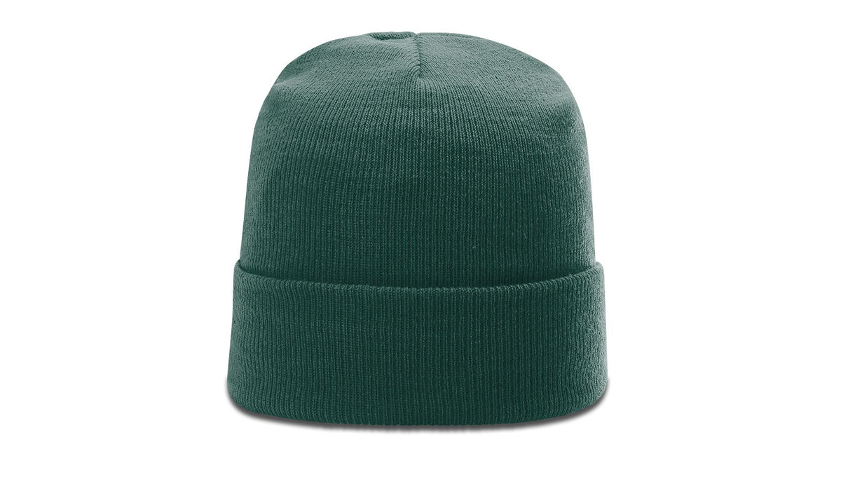 Dark Green Solid Beanie with Cuff