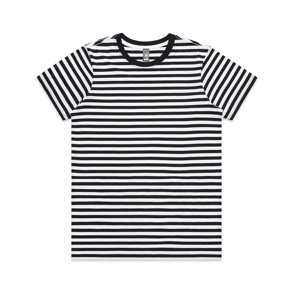 BLACK/WHITE Wo's Maple Stripe Tee | 4037