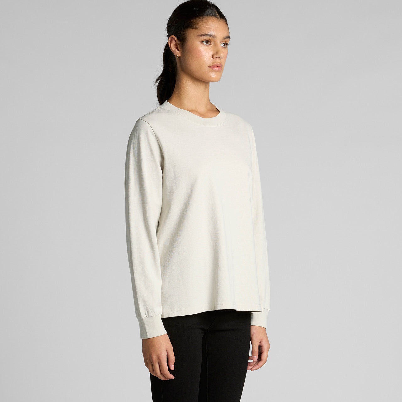 Right View of  Wo's Heavy Faded L/S Tee | 4083  grouped