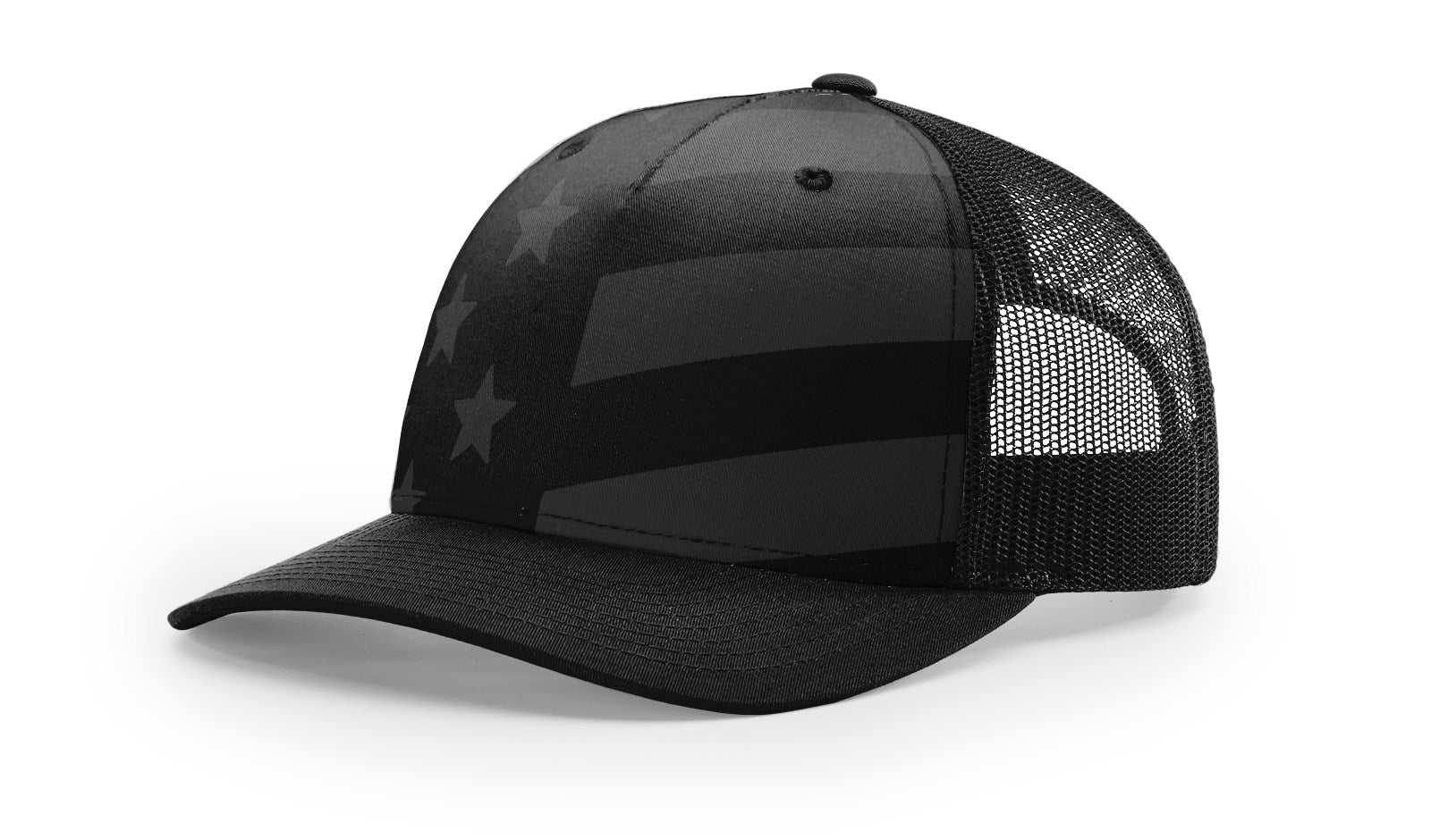 Black/Tonal Stars & Stripes Printed Five Panel Trucker