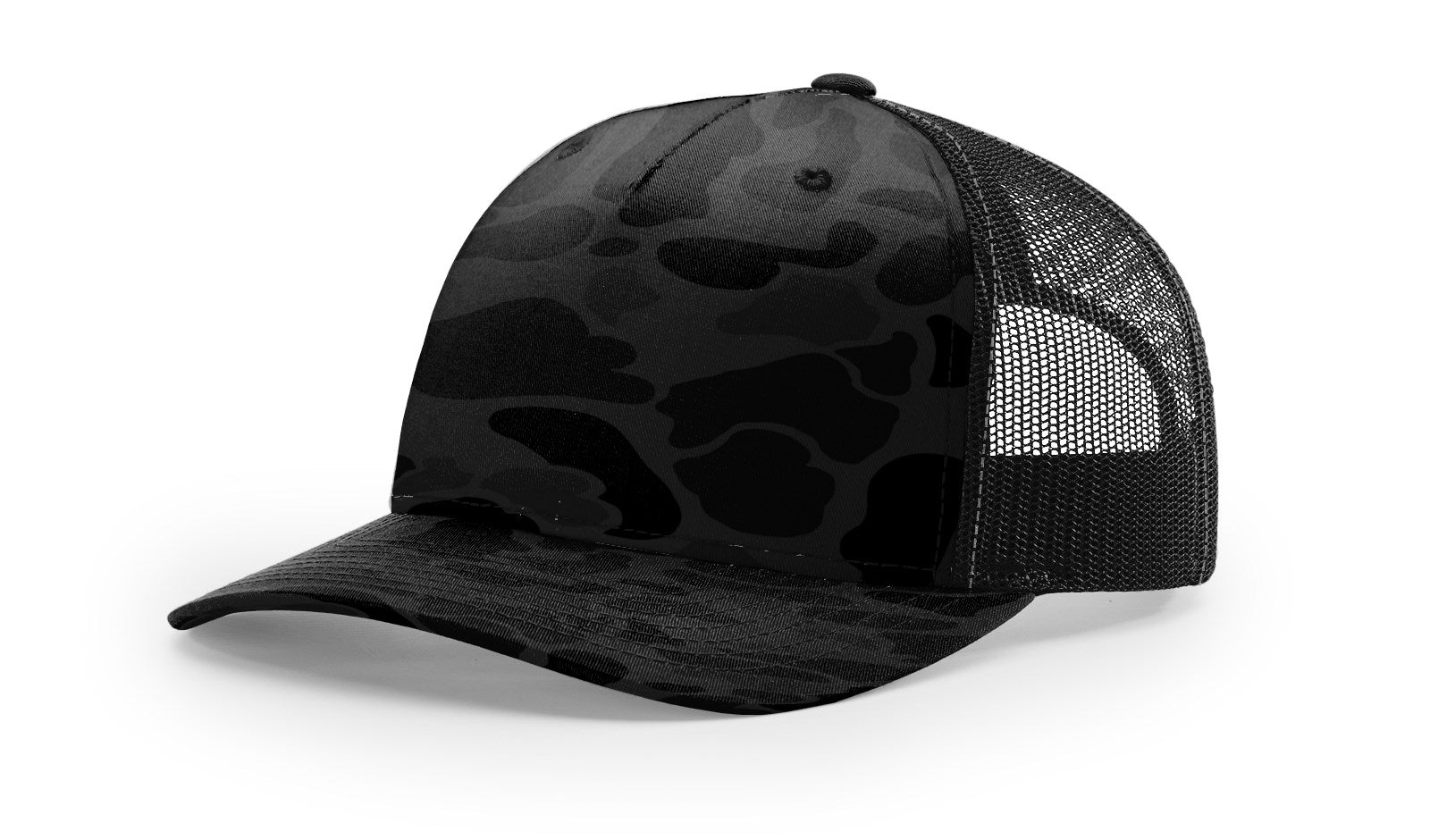 Sable Duck Camo/Black Printed Five Panel Trucker