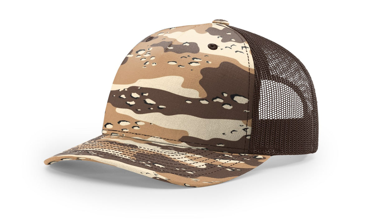Desert Camo/Brown Printed Five Panel Trucker