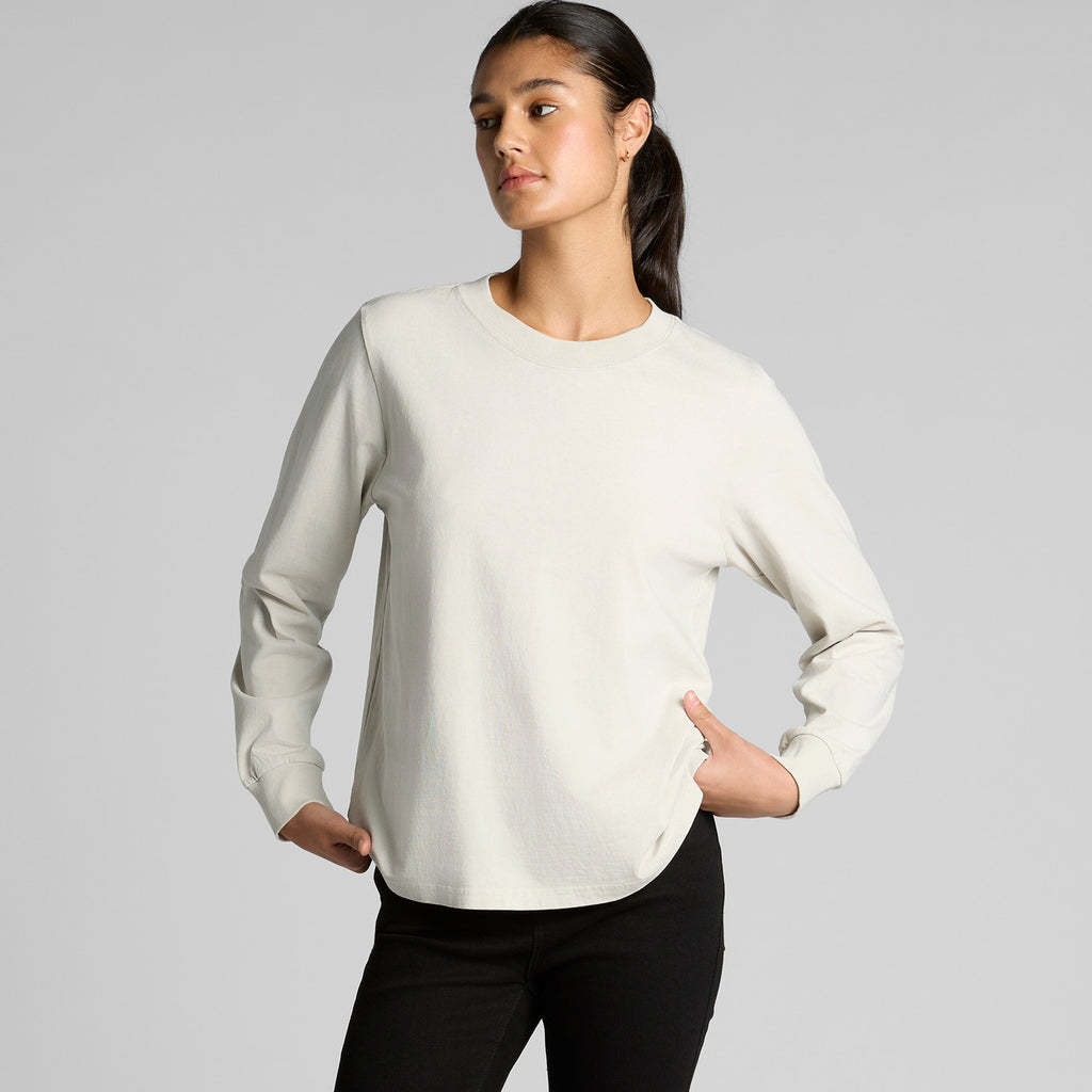 Rear View of  Wo's Heavy Faded L/S Tee | 4083  grouped