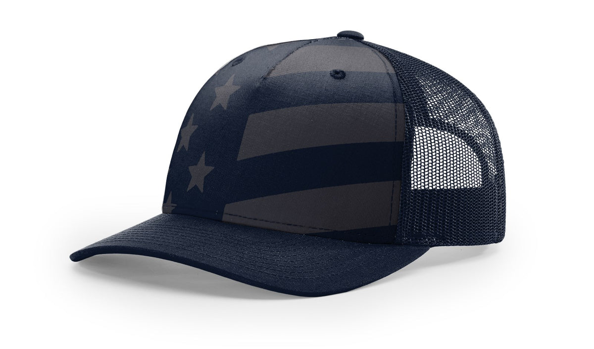 Navy/Tonal Stars & Stripes Printed Five Panel Trucker