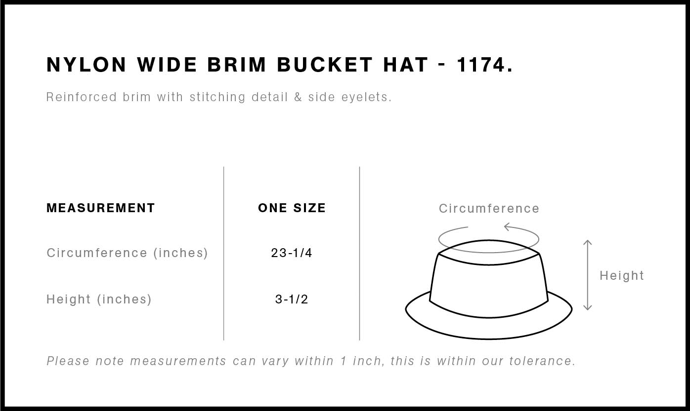 Nylon Wide Brim Bucket Hat | 1174  grouped