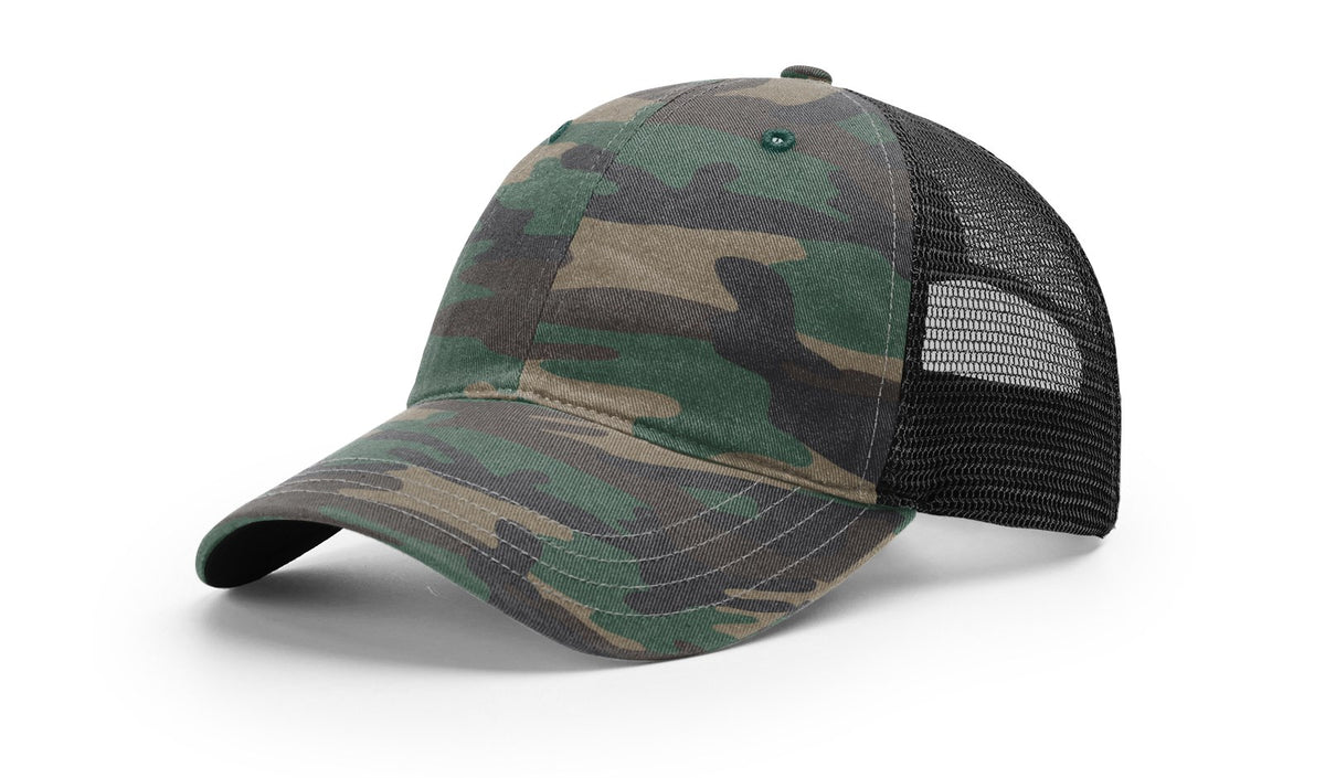 Green Camo/Black Garment Washed Printed Trucker