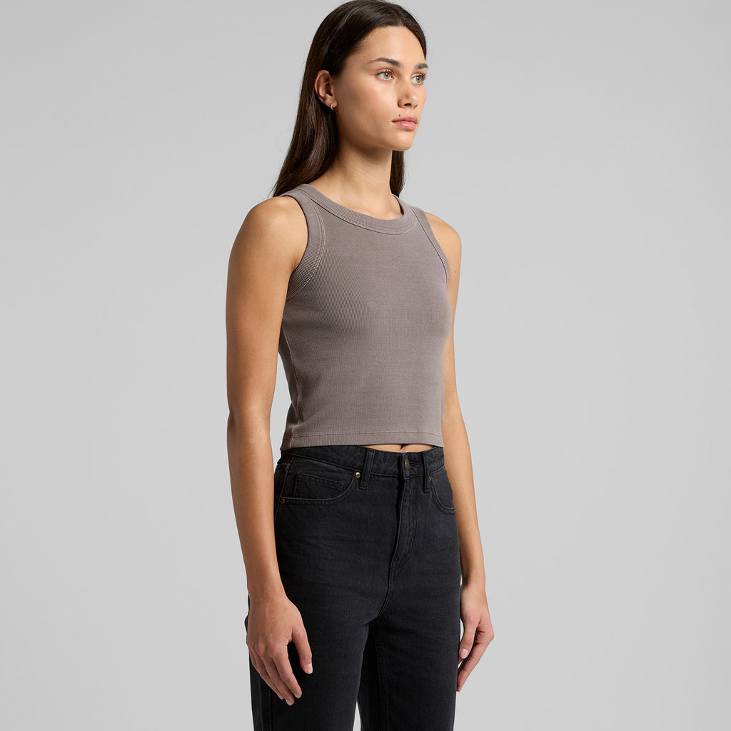 Right View of  Wo's Faded Organic Rib Crop Tank | 4035  grouped
