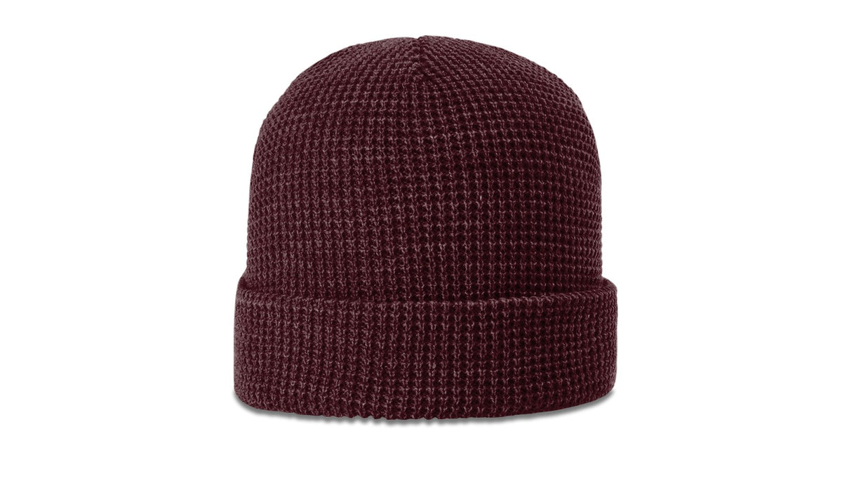 Burgundy Waffle Knit Beanie with Cuff