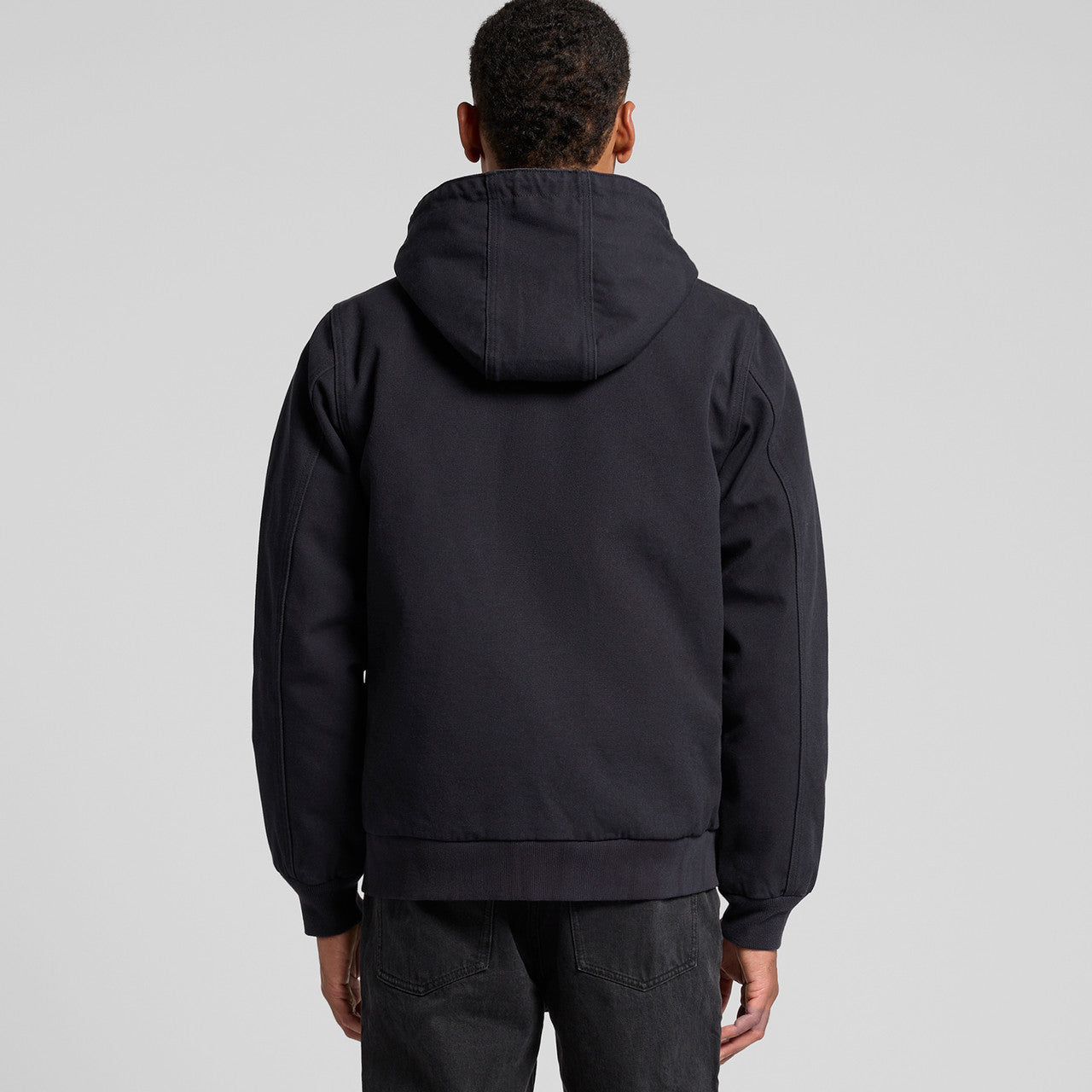 Rear View of  Canvas Bomber Hood Jacket | 5532  grouped