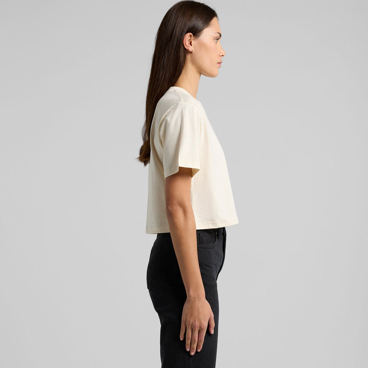 Left View of  Wo's Classic Crop Tee | 4072  grouped