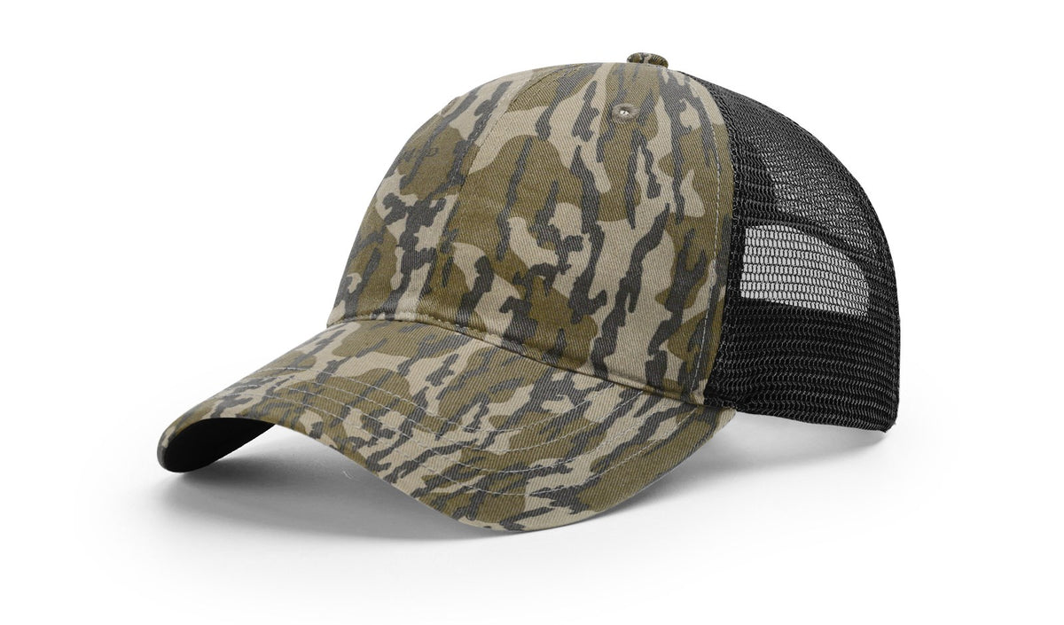 Mossy Oak Bottomland/Black Garment Washed Printed Trucker