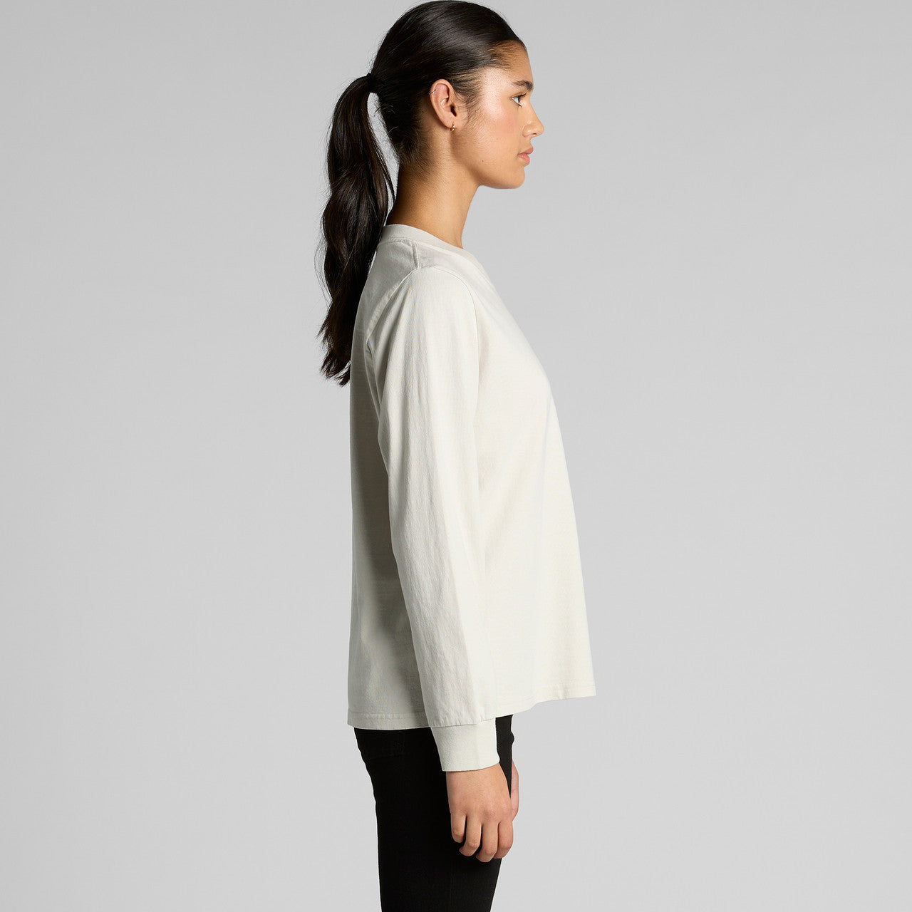 Left View of  Wo's Heavy Faded L/S Tee | 4083  grouped