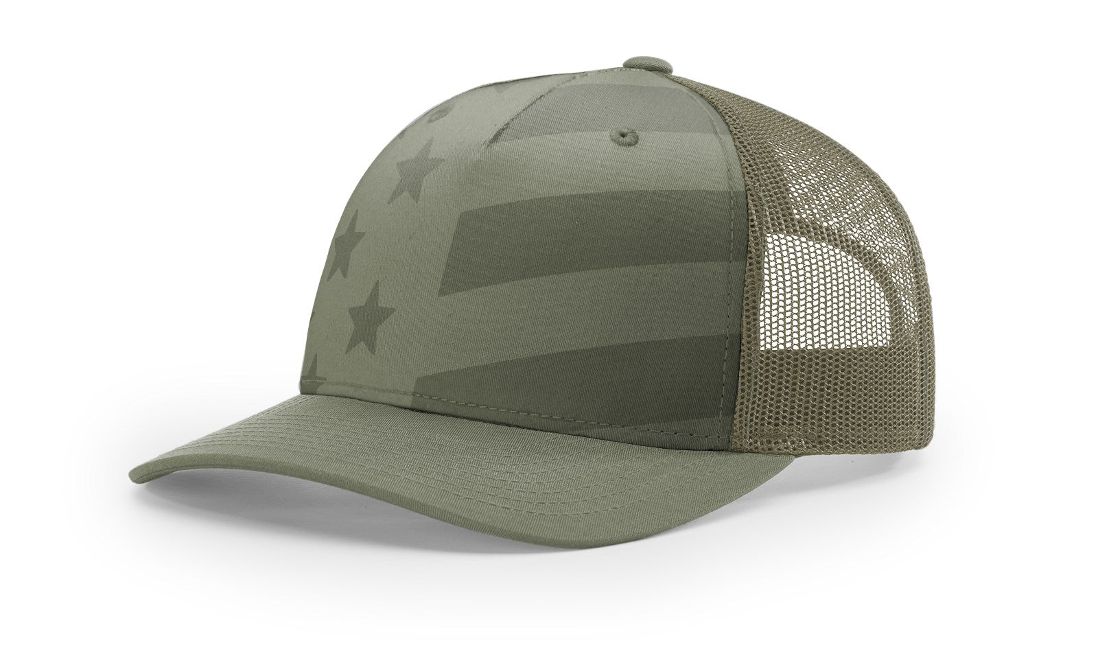 Loden/Tonal Stars & Stripes Printed Five Panel Trucker