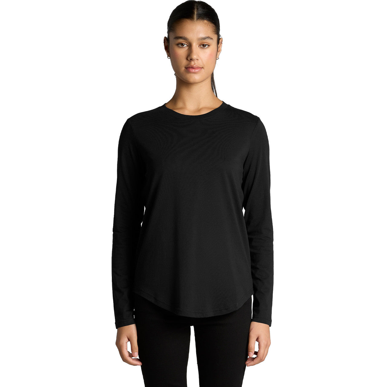 Front View of  Wo's Maple Curve L/S Tee | 4021  grouped