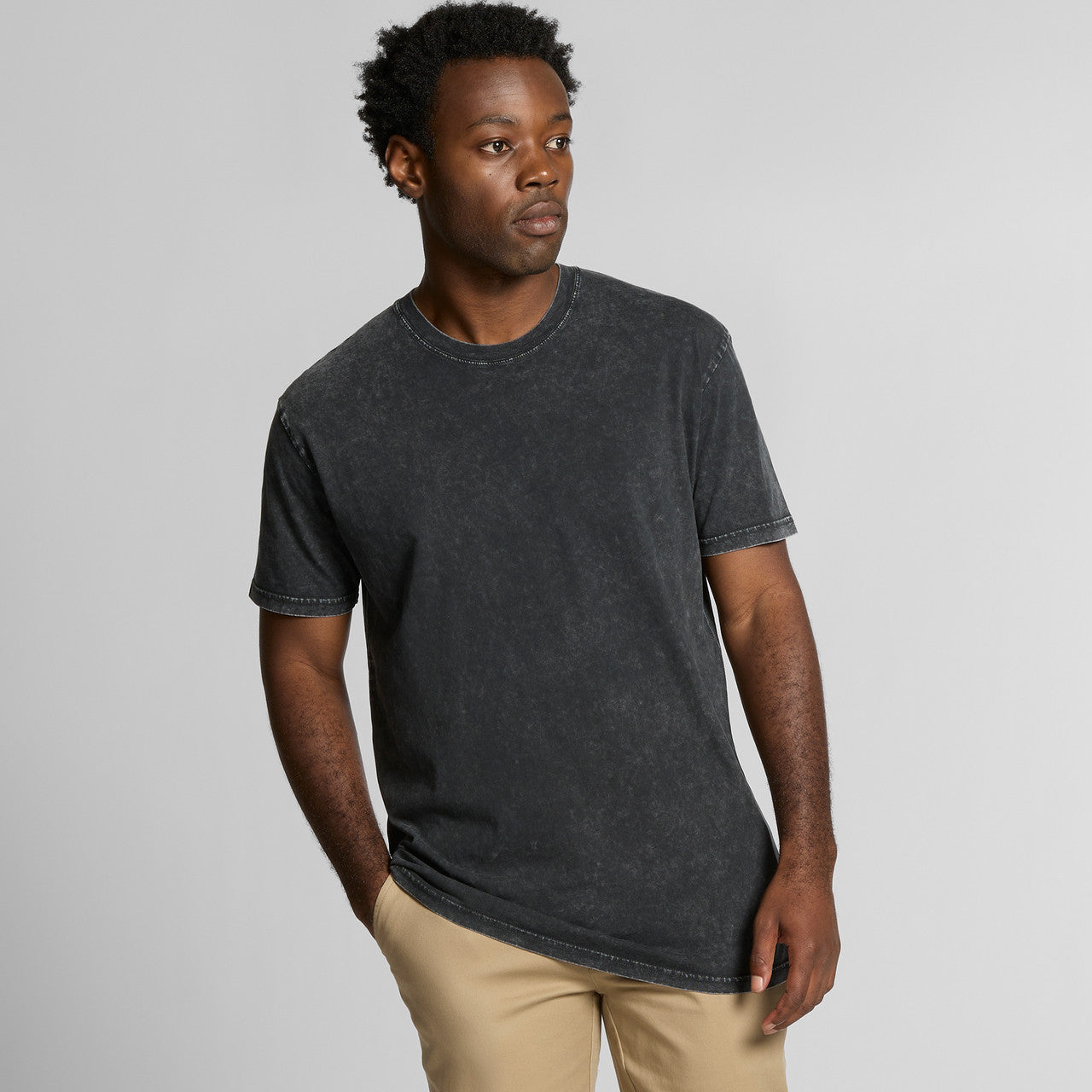 Rear View of  Staple Stone Wash Tee | 5040  grouped