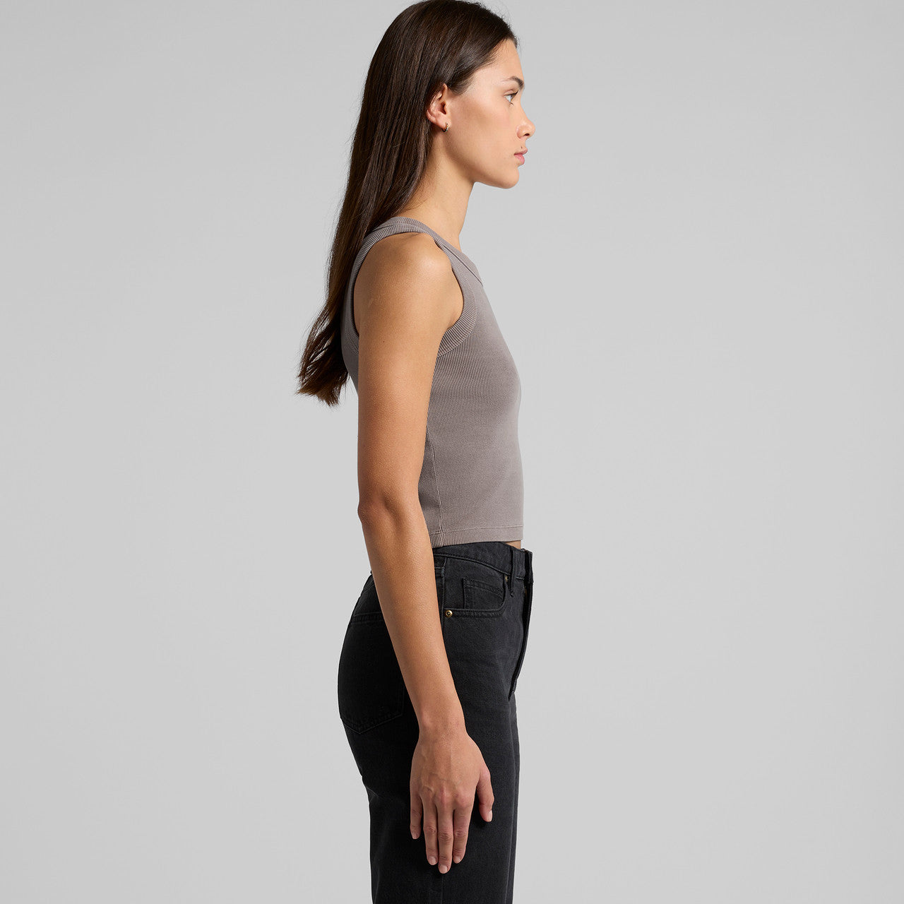 Left View of  Wo's Faded Organic Rib Crop Tank | 4035  grouped