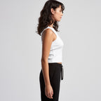Left View of  Wo's Organic Rib Crop Tank | 4064G  grouped