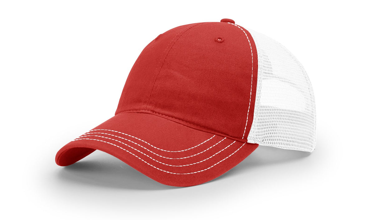 Red/White Garment Washed Trucker