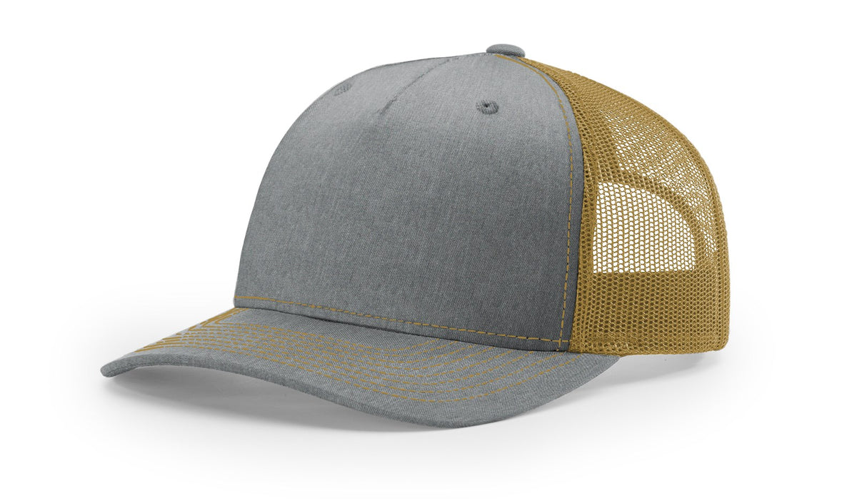 Heather Grey/Amber Gold Five Panel Trucker