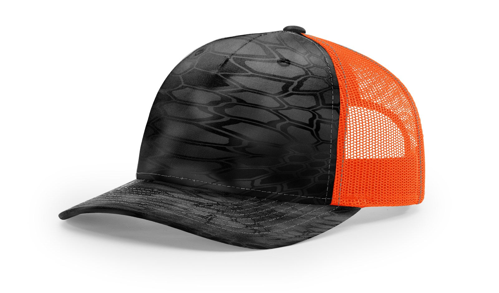 Kryptek Typhon/Blaze Orange Printed Five Panel Trucker