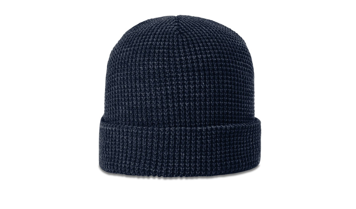 Navy Waffle Knit Beanie with Cuff