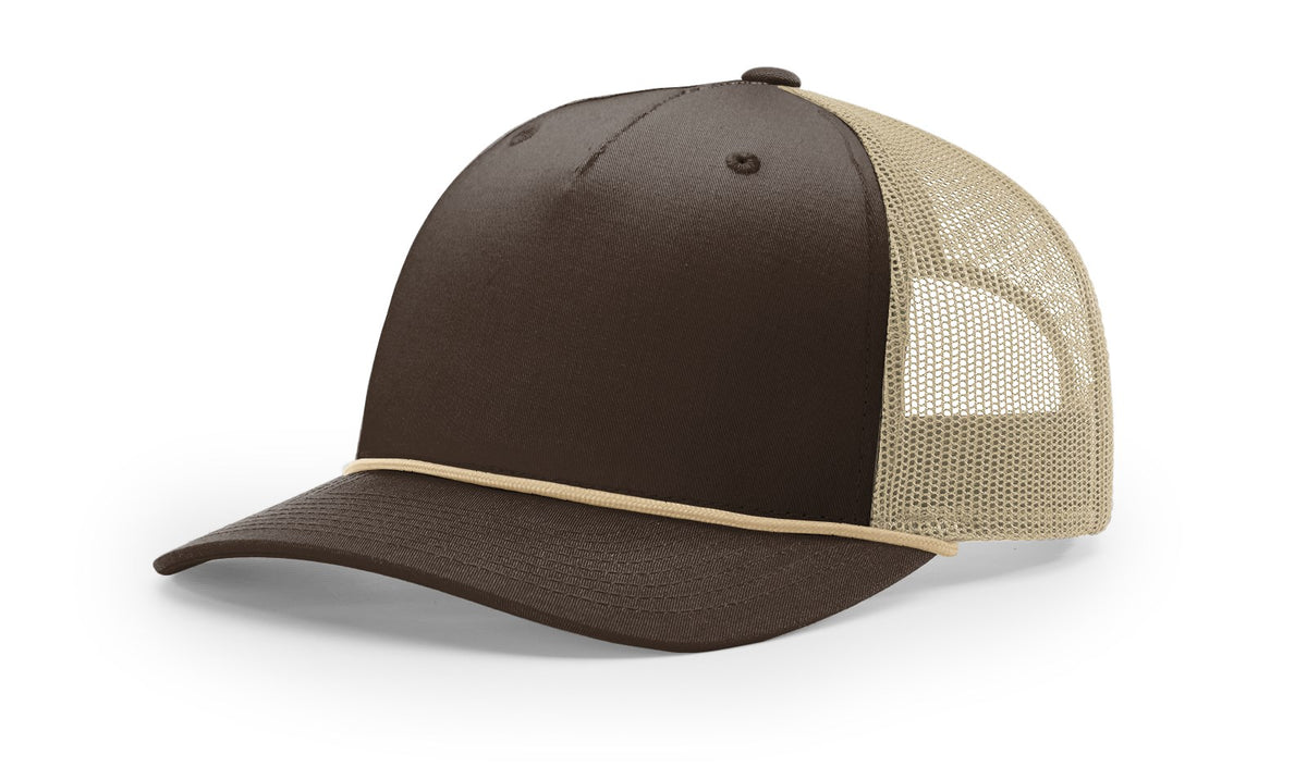 Brown/Khaki-Khaki Five Panel Trucker with Rope