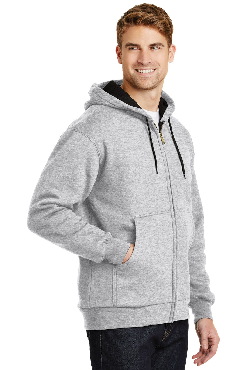 Ath Heather CornerStone - Heavyweight Full-Zip Hooded Sweatshirt with Thermal Lining. CS620