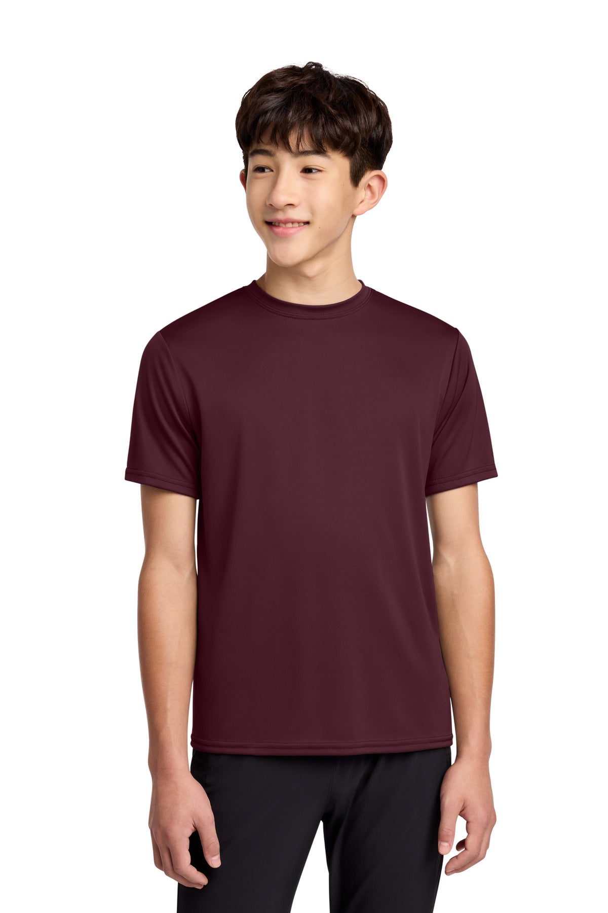 Ath Maroon Port & Co Youth Performance Tee. PC380Y