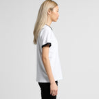 Left View of  Wo's Maple Ringer Tee | 4053  grouped