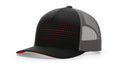 Black/Charcoal/Orange Laser Cut Five Panel Trucker