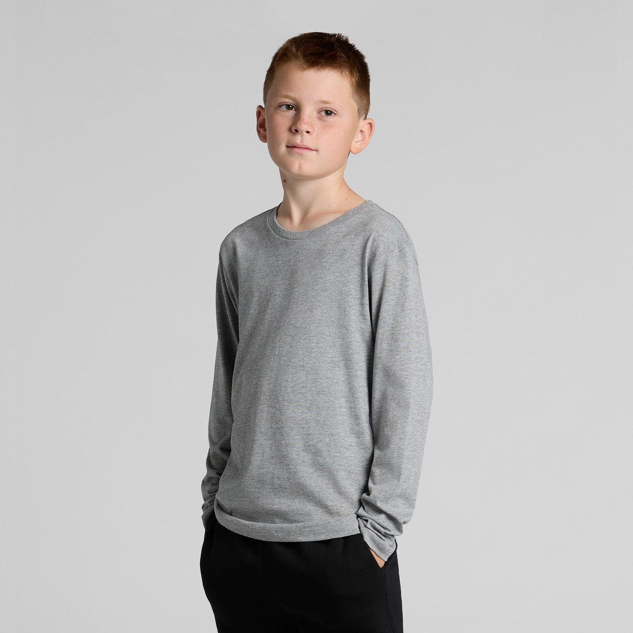 Rear View of  Youth Staple L/S Tee | 3008  grouped