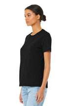 Black BELLA+CANVAS Women's Relaxed Jersey Short Sleeve Tee. BC6400