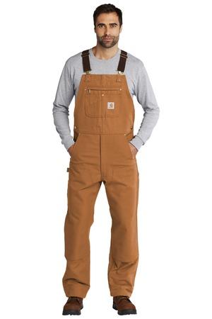 Black Carhartt Duck Unlined Bib Overalls. CT102776