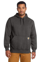 Black Carhartt Rain Defender Paxton Heavyweight Hooded Sweatshirt. CT100615