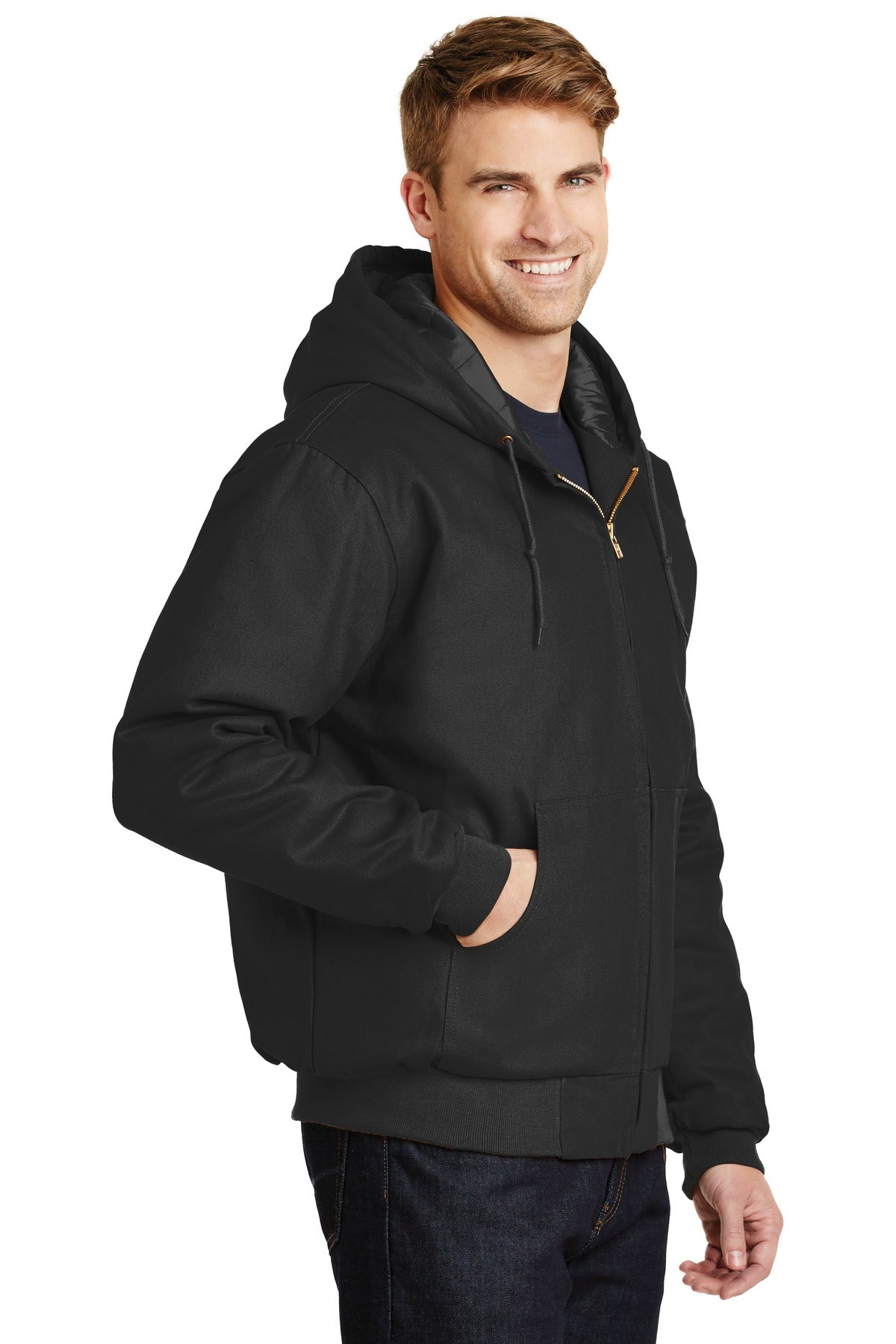 Black CornerStone - Duck Cloth Hooded Work Jacket. J763H