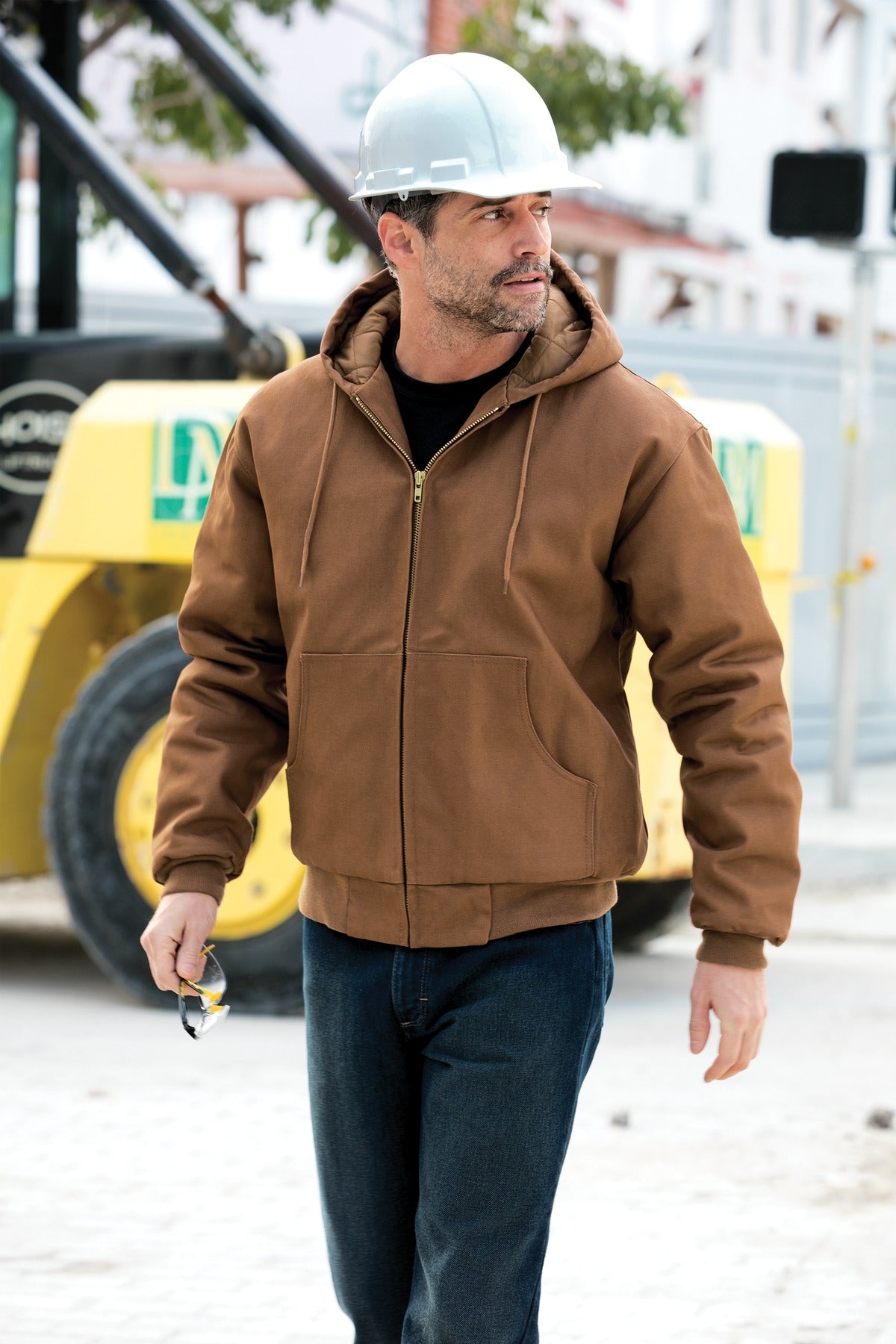 Black CornerStone - Duck Cloth Hooded Work Jacket. J763H