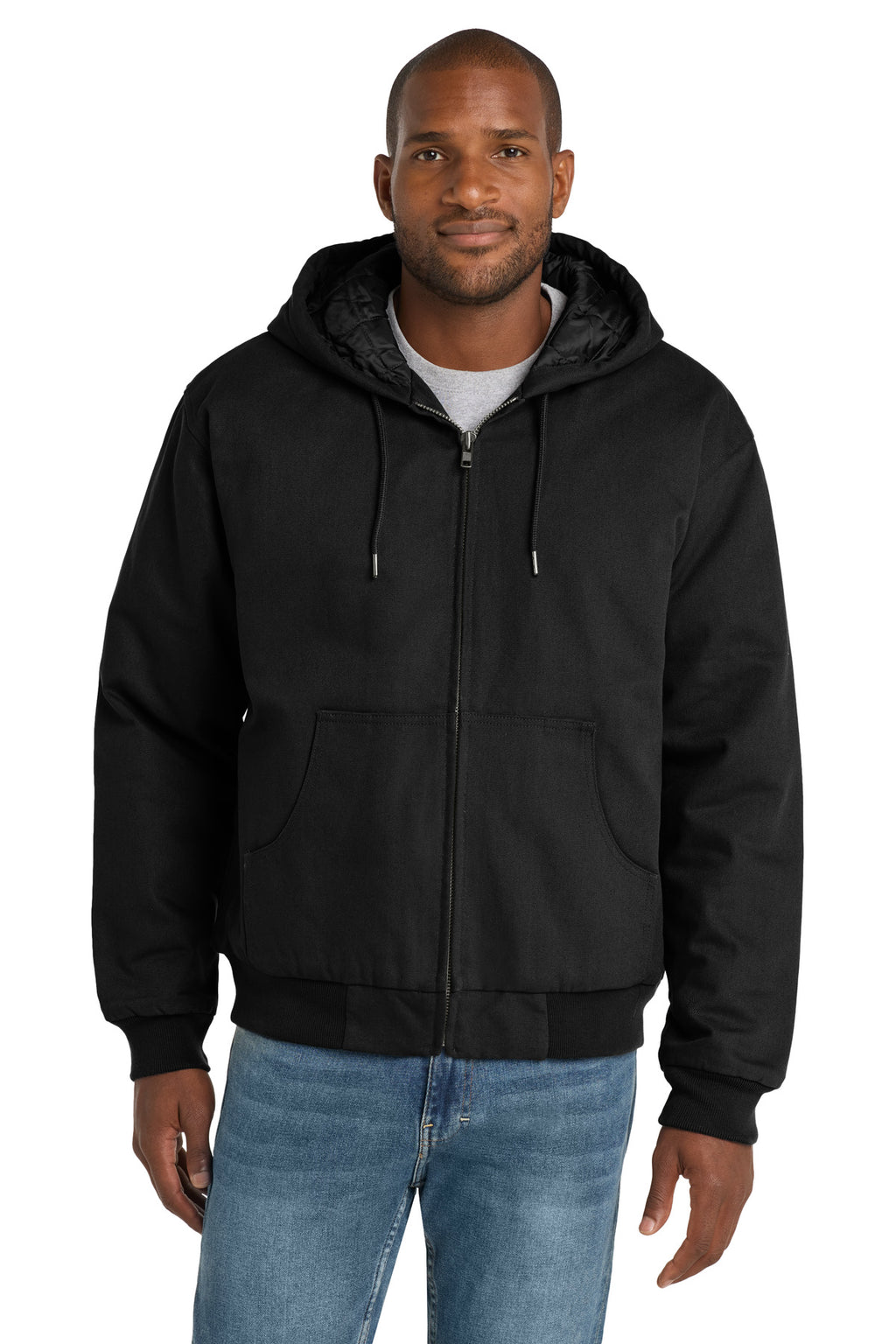 Black CornerStone - Duck Cloth Hooded Work Jacket. J763H
