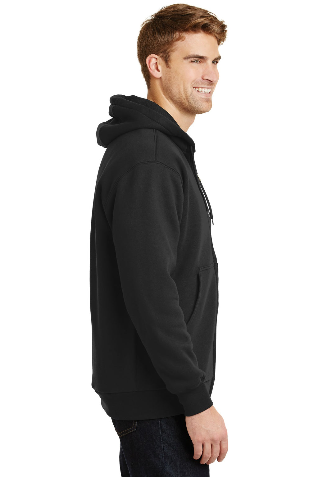 Black CornerStone - Heavyweight Full-Zip Hooded Sweatshirt with Thermal Lining. CS620